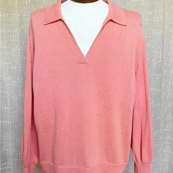 Vince Camuto V-Neck Long Sleeve Blouse Knit Top (Peach) New with tags - Picture 2 of 2